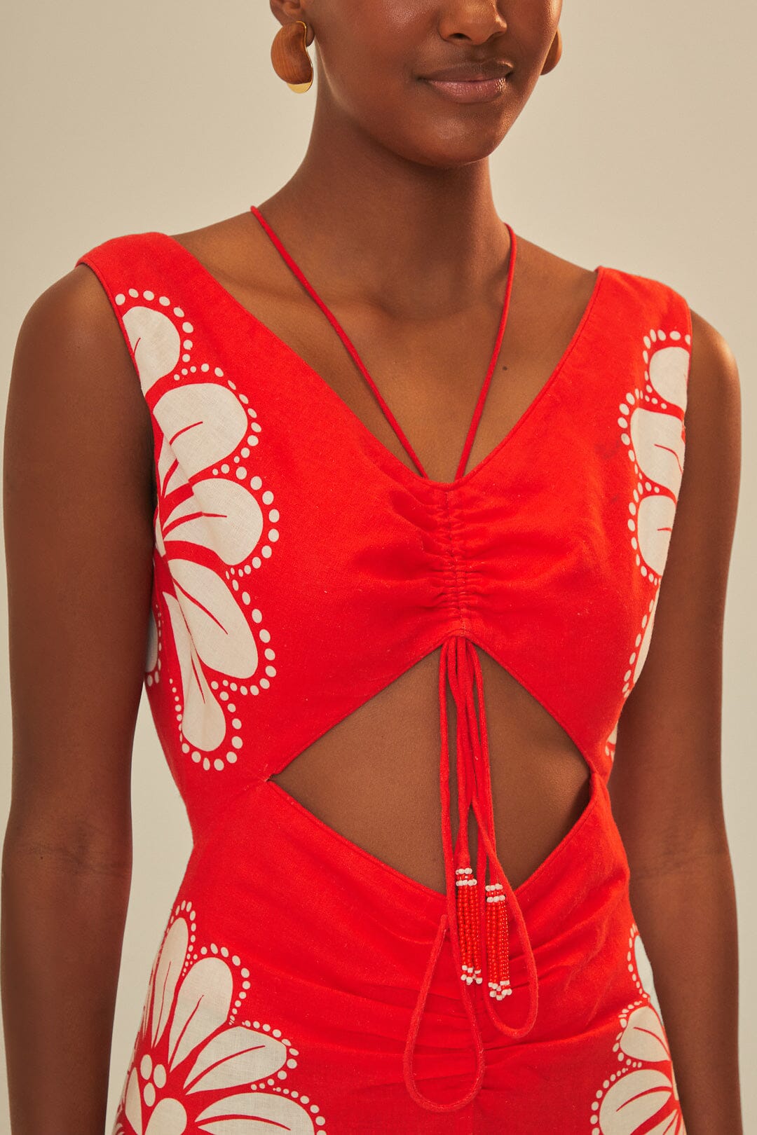 Red Ainika Shell LENZING ECOVERO Euroflax Midi Dress FARM Rio Red Ainika Shell LENZING ECOVERO Euroflax Midi Dress FARM Rio