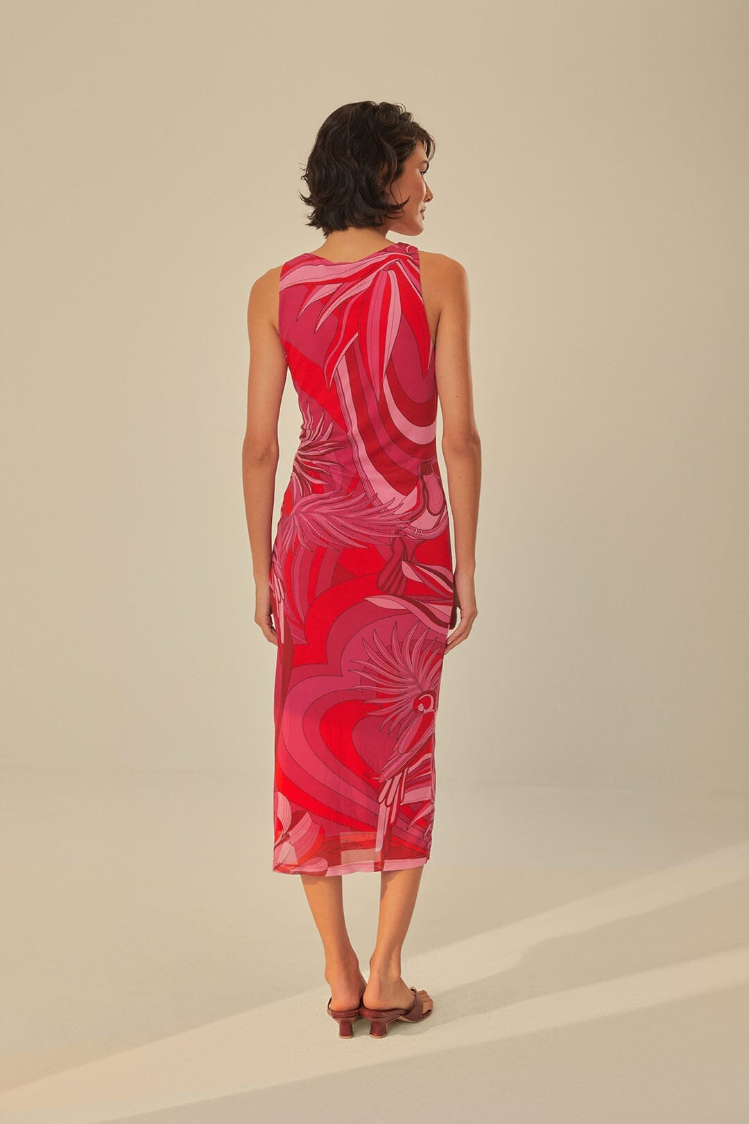 Red Endless Summer Tulle Midi Dress FARM Rio Red Endless Summer Tulle Midi Dress FARM Rio
