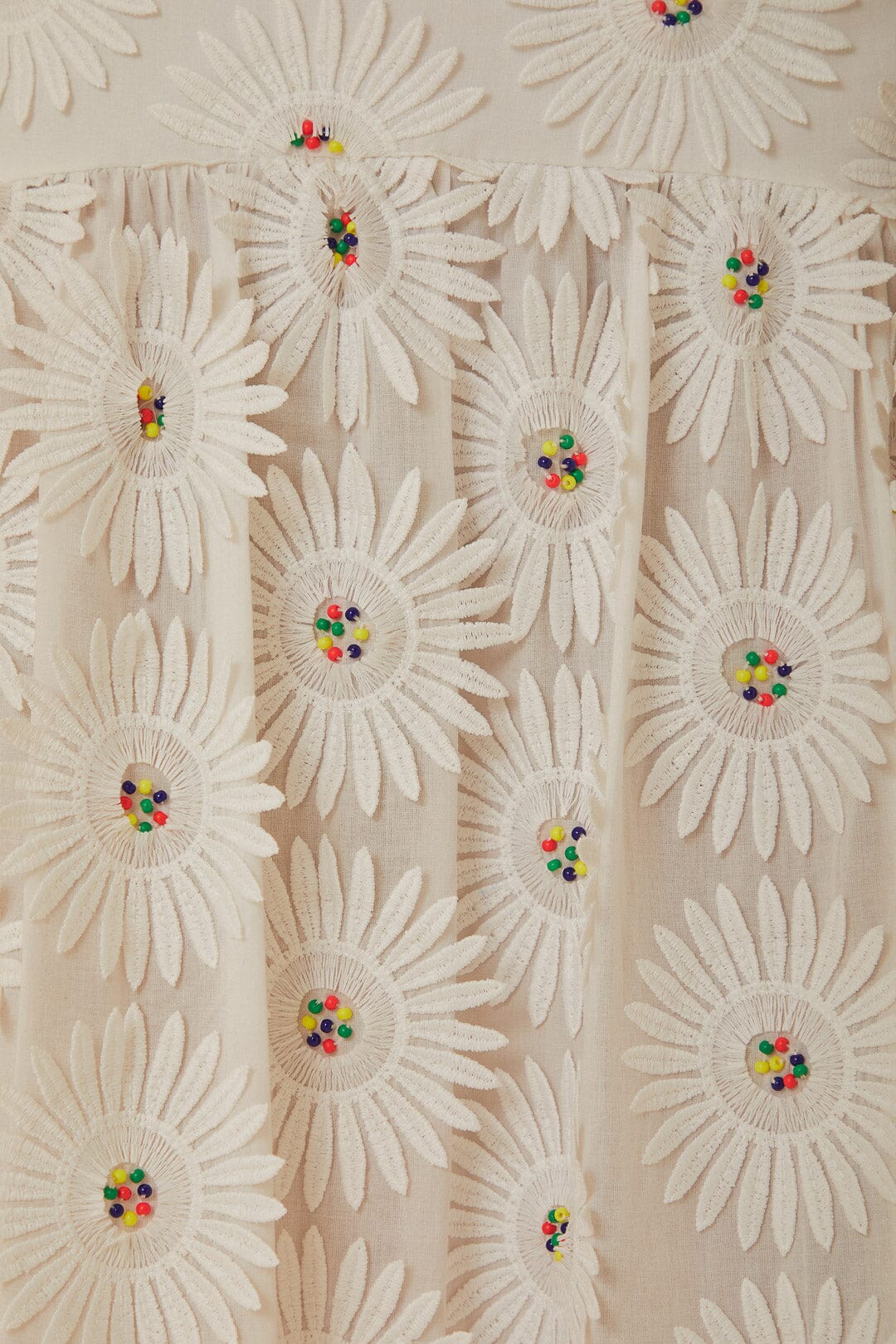 Jupe longue blanche brodée de fleurs 3D Daisy
