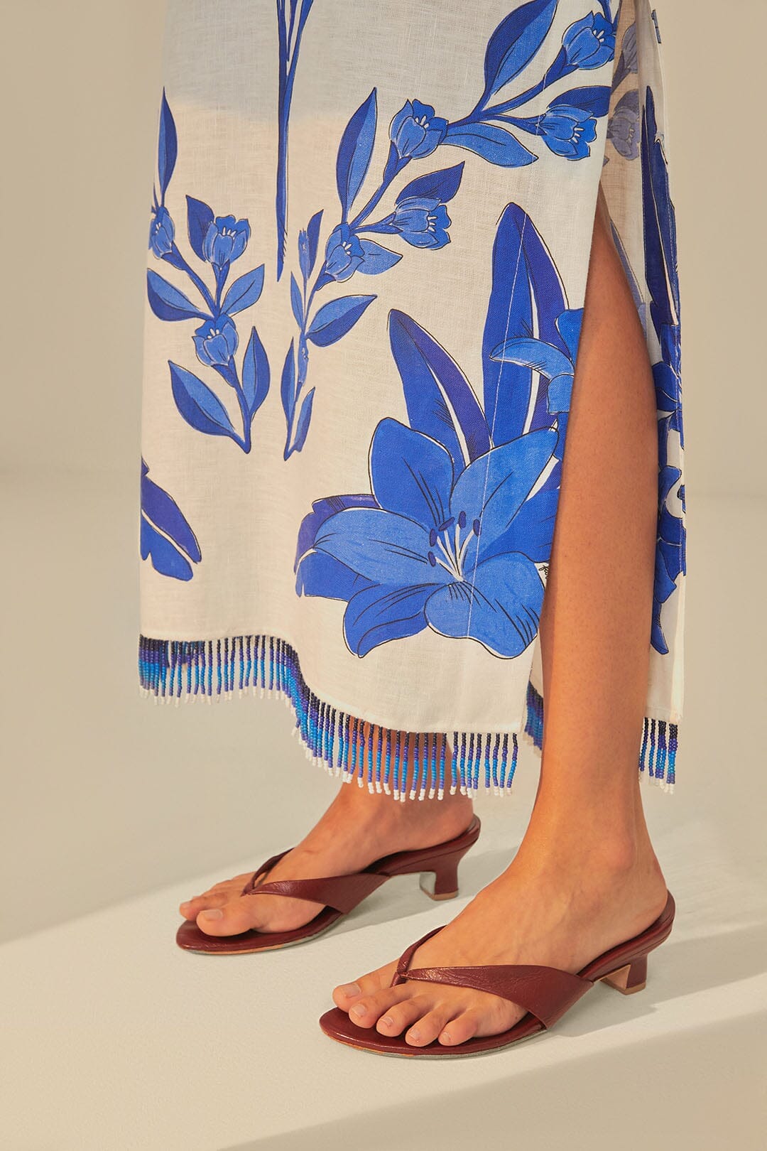 Off-White Blue Yard Sleeveless Maxi Dress FARM Rio Off-White Blue Yard Sleeveless Maxi Dress FARM Rio