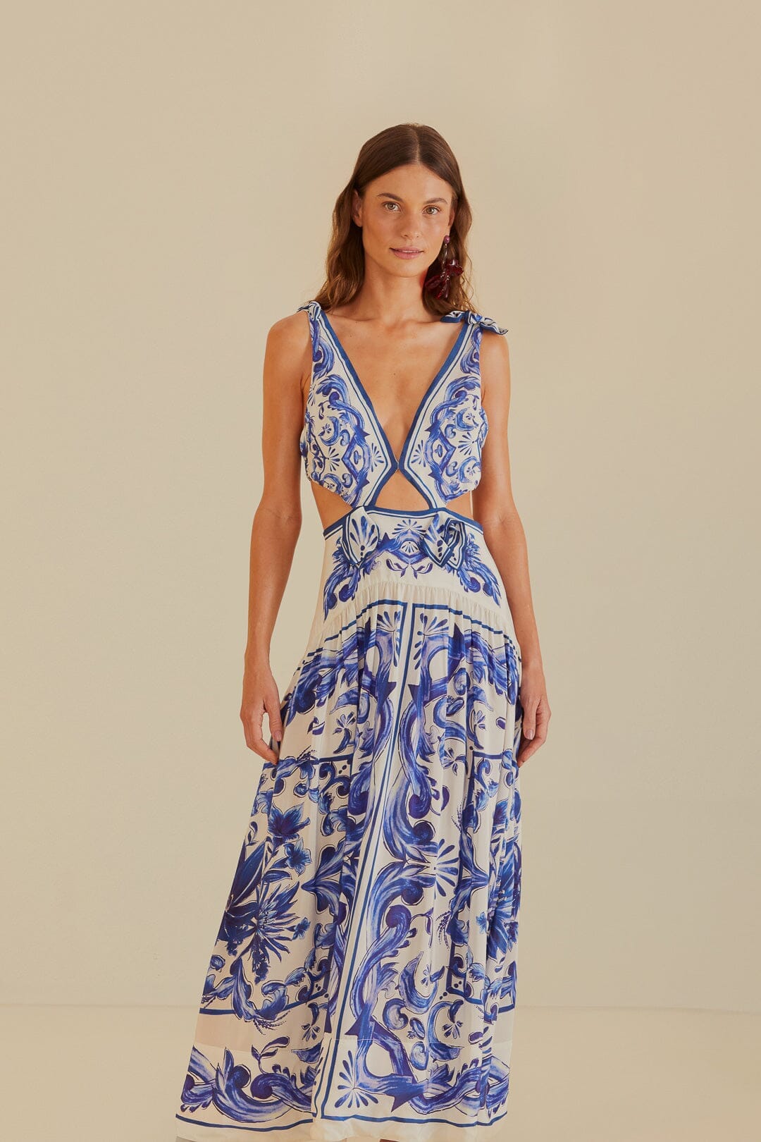 Off-White Garden Tiles Maxi Dress FARM Rio Off-White Garden Tiles Maxi Dress FARM Rio