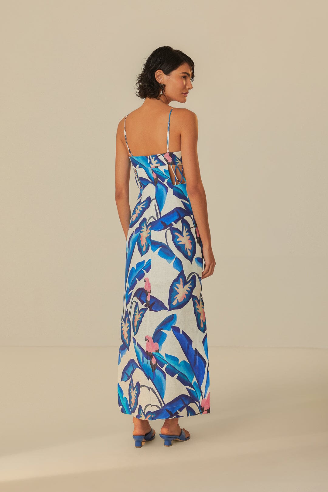 Off-White Blue Foliage Maxi Dress