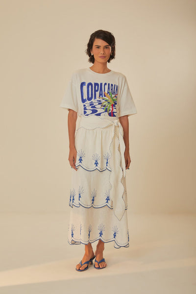 Off-White Sea Of Fish Embroidered Midi Skirt – FARM Rio