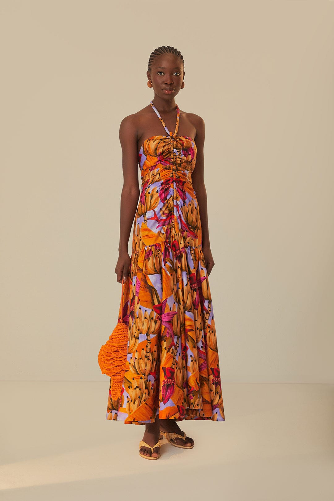 farm rio pink banana maxi dress Pink Banana Leaves Sleeveless Maxi Dress ban.do