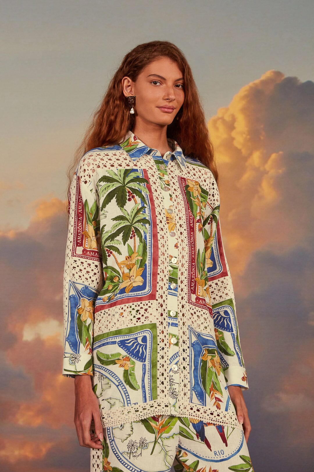 Tropical Destination LENZING™ ECOVERO™ Euroflax™ Crochet Shirt