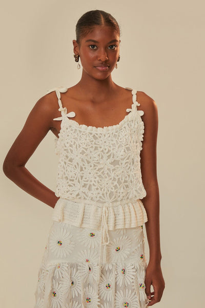White Flowers Crochet Top – FARM Rio