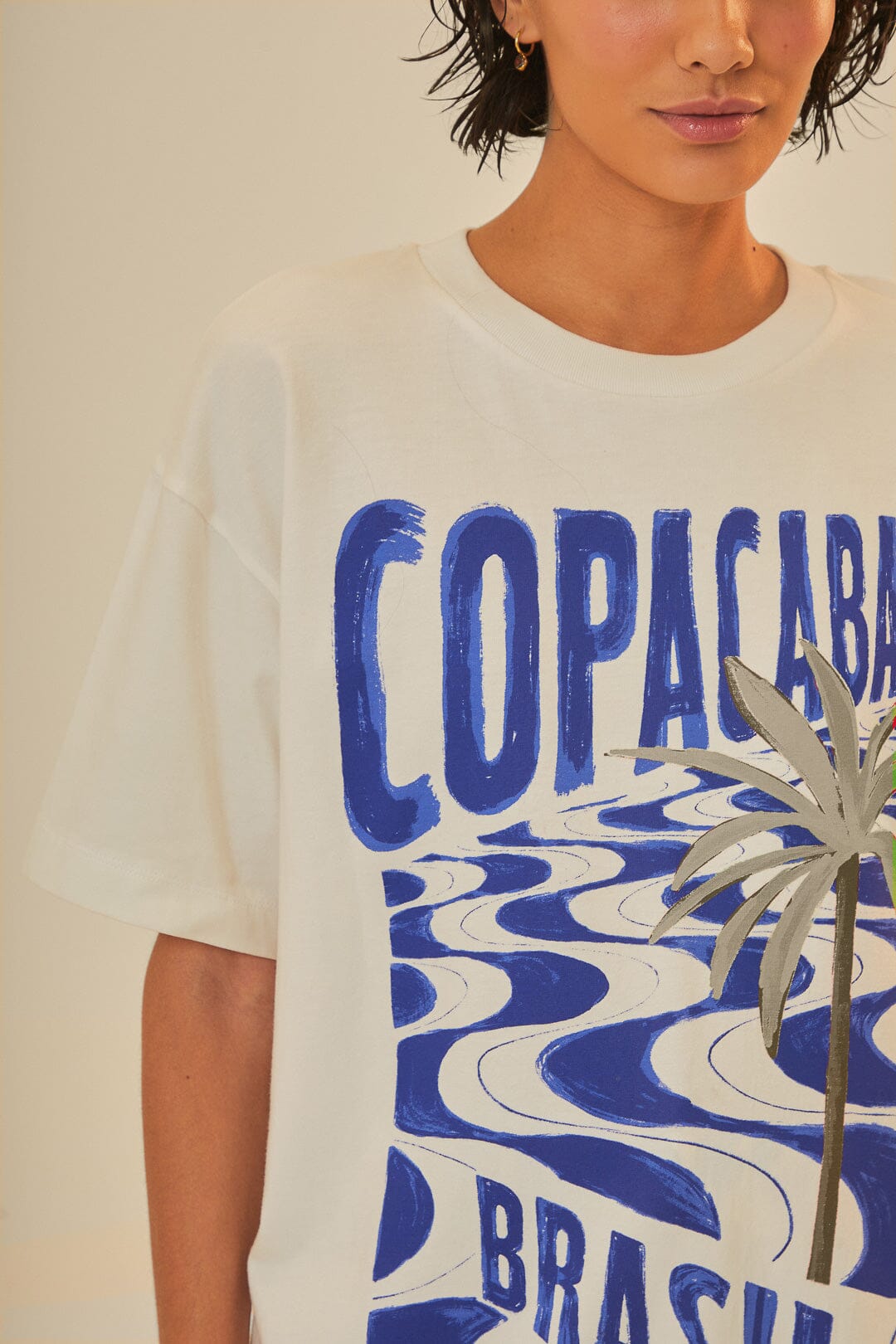 T-shirt décontracté en coton biologique Copacabana Off-White