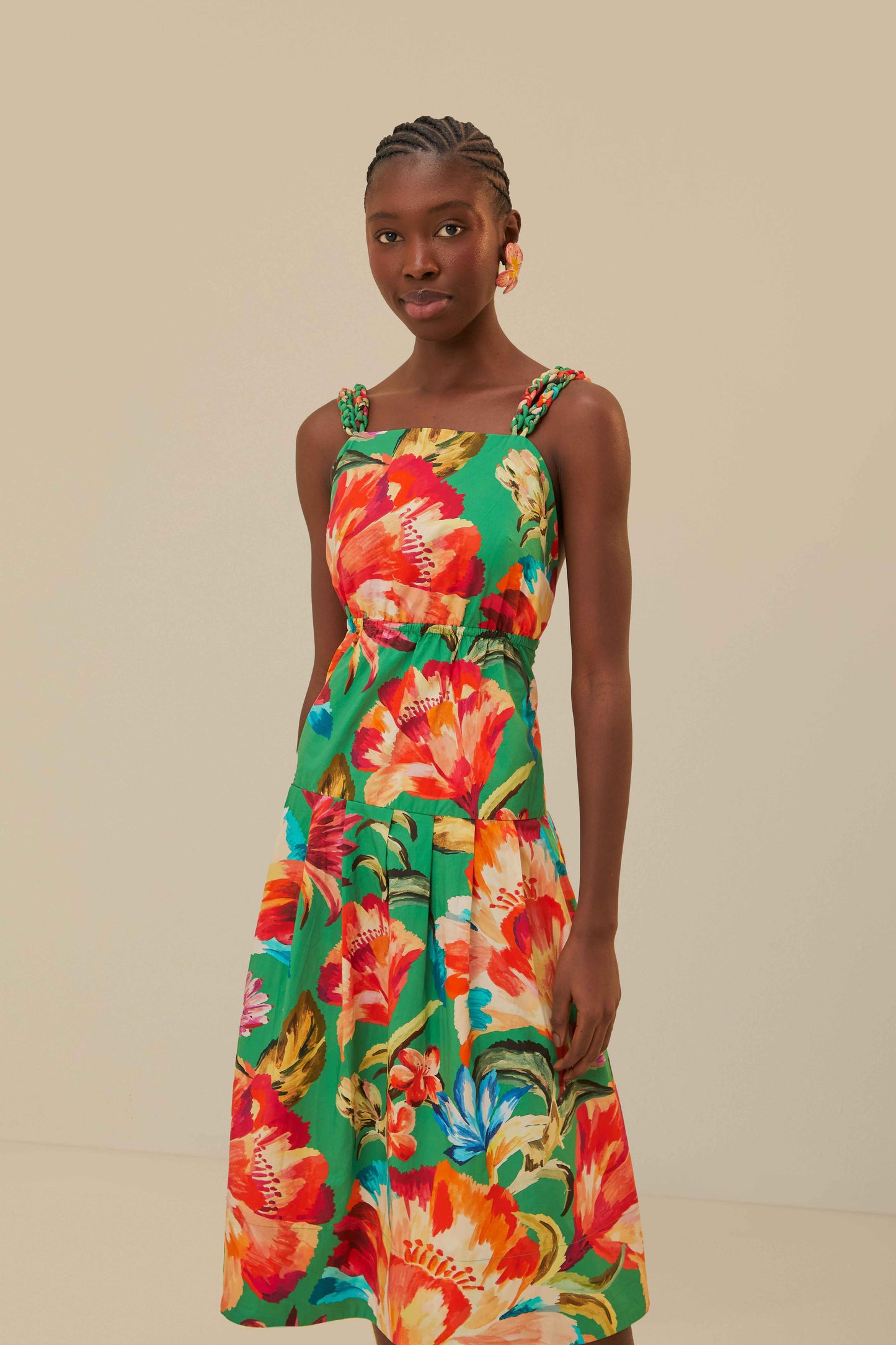 Robe midi sans manches Tropicart verte