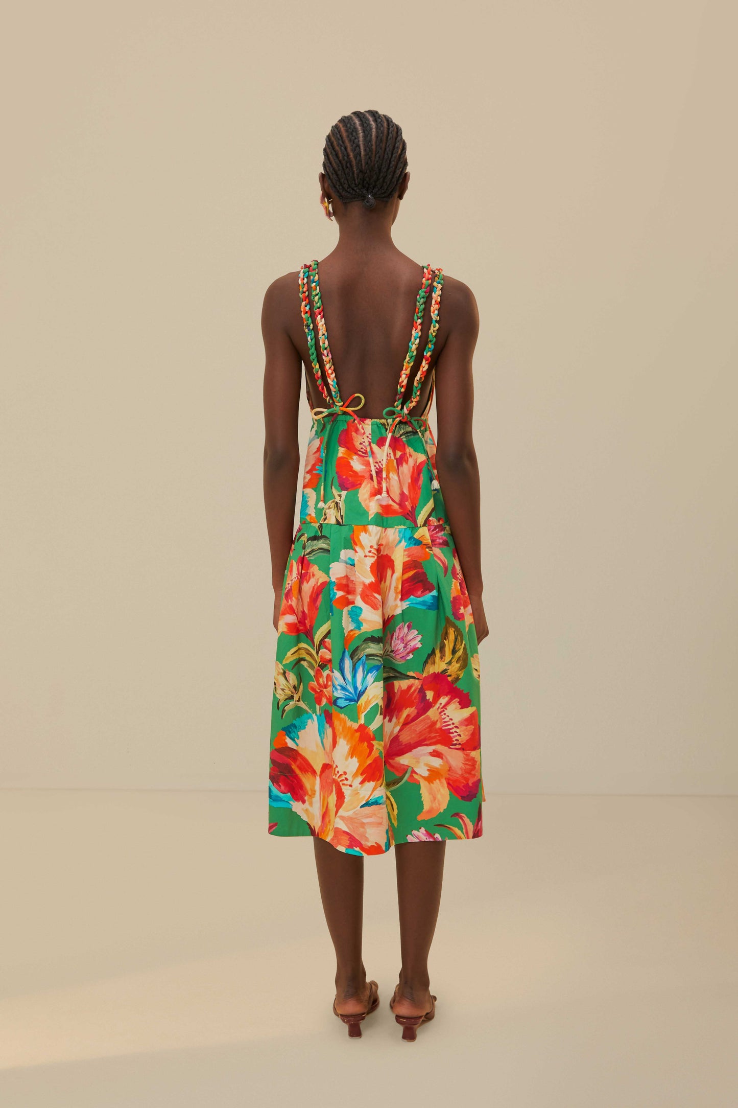 Robe midi sans manches Tropicart verte