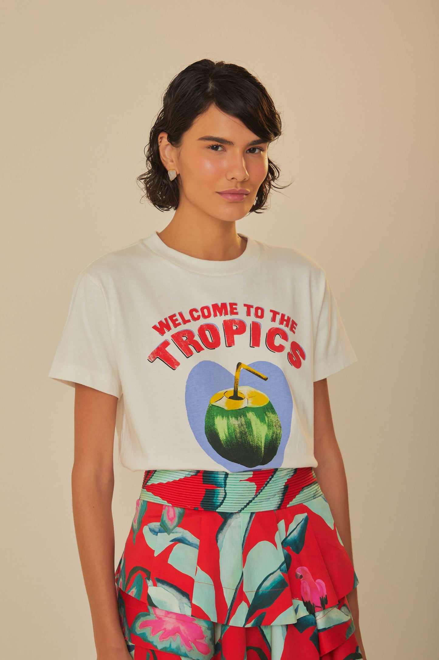 White Welcome To The Tropics Organic Cotton T-Shirt