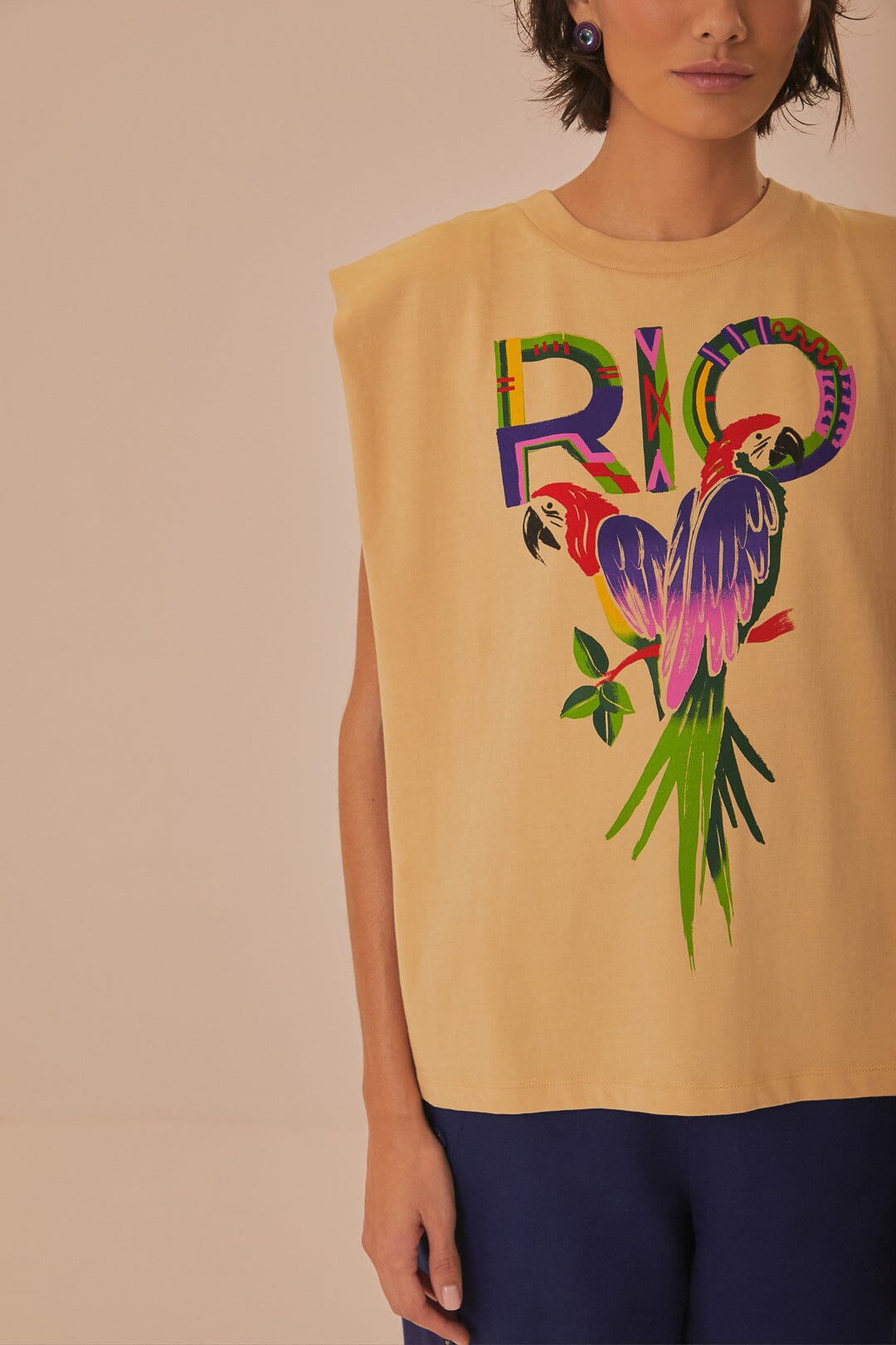 T-shirt en coton biologique à épaulettes Sand Rio