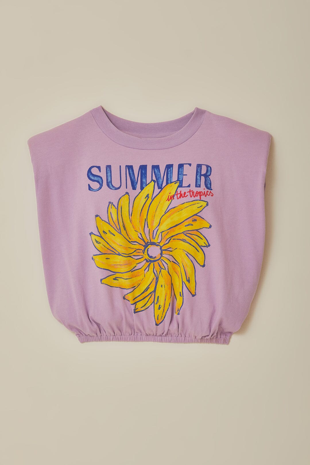 T-shirt lilas en coton biologique avec épaulettes Summer In The Tropics