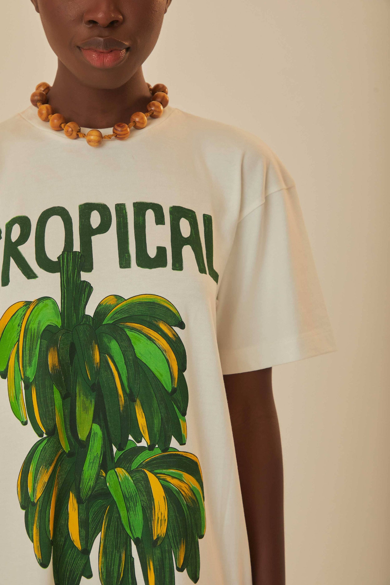 Off-White Tropical T-Shirt Dress FARM Rio Off-White Tropical T-Shirt Dress FARM Rio