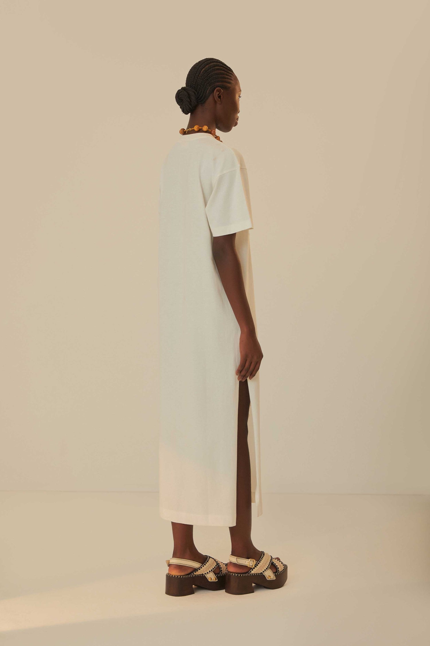 Off-White Tropical Organic Cotton T-Shirt Dress FARM Rio Off-White Tropical Organic Cotton T-Shirt Dress FARM Rio