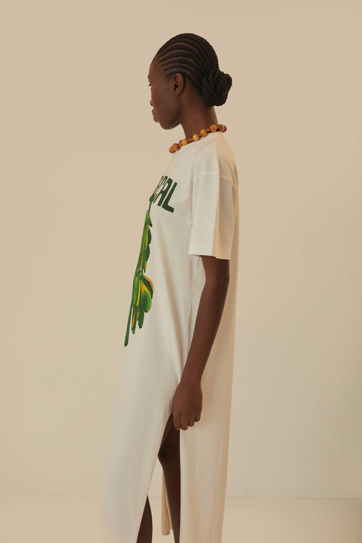 Off-White Tropical Organic Cotton T-Shirt Dress FARM Rio Off-White Tropical Organic Cotton T-Shirt Dress FARM Rio