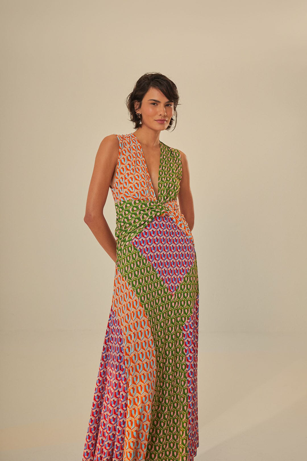 Mixed Cashew Knot Maxi Dress