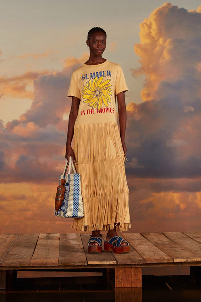 yellow fringe dress Sand Summer In The Tropics Fringe Dress – FARM Rio