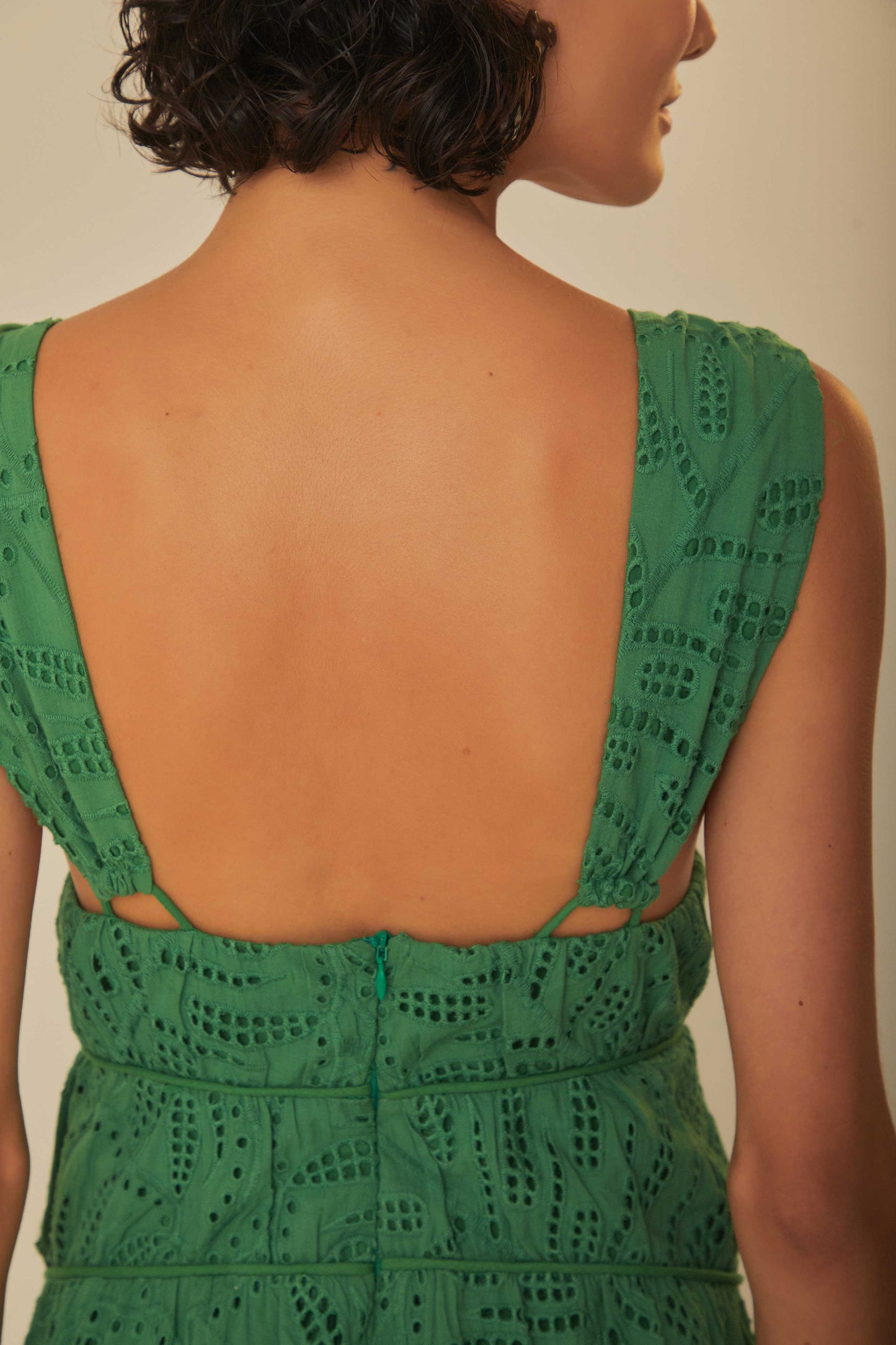 Green Monstera Corset Eyelet Maxi Dress FARM Rio Green Monstera Corset Eyelet Maxi Dress FARM Rio