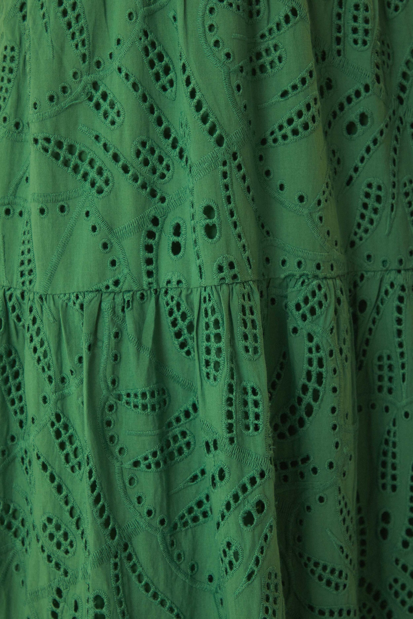 Robe longue à œillets corset Monstera verte