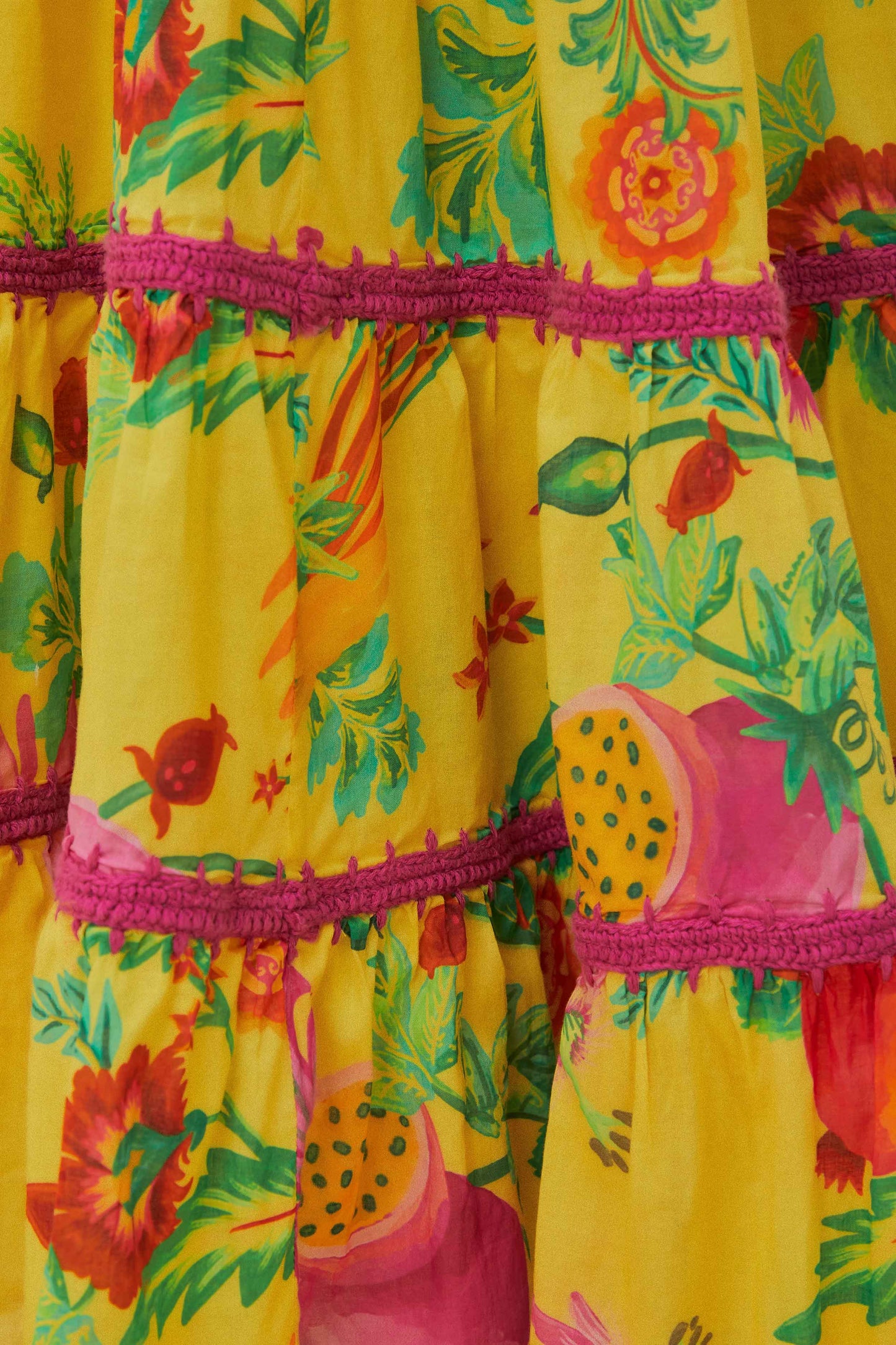 Robe longue smockée jaune Delicate Fruit Garden