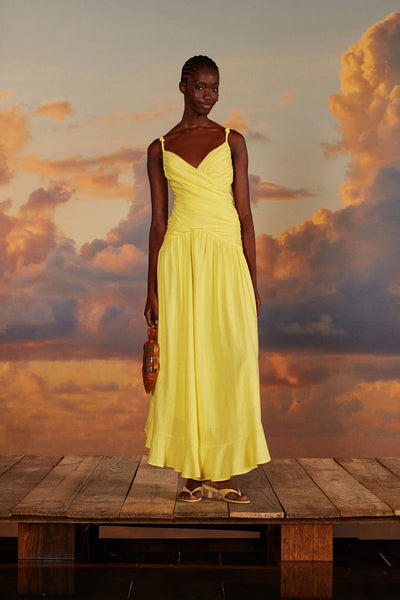 Yellow Cross Over Maxi Dress FARM Rio Yellow Cross Over Maxi Dress FARM Rio