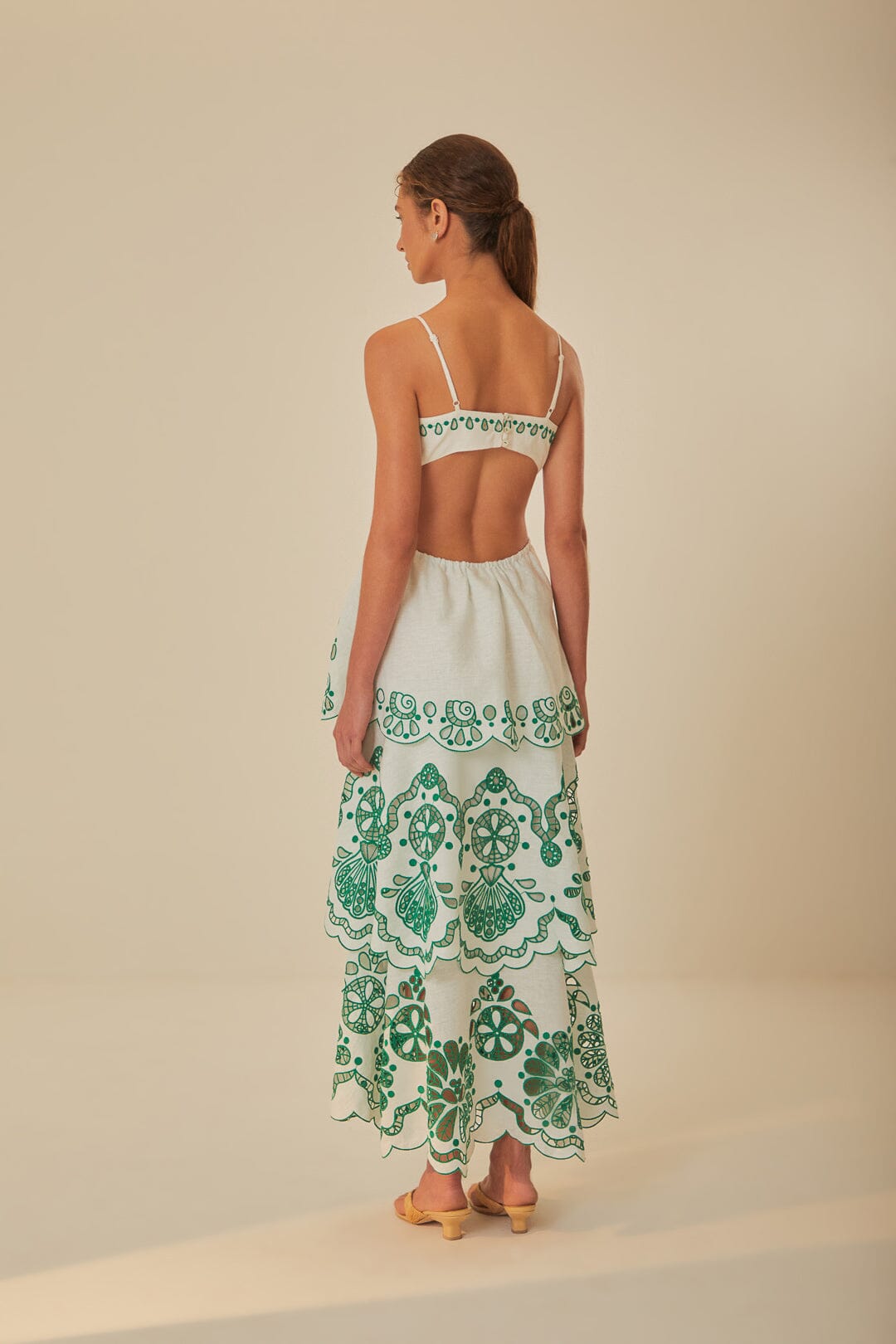 farm rio off white richilieu eyelet midi dress Farm Rio Richelieu Off White Broderie Anglaise Eyelet Midi Dress House Of Huntington