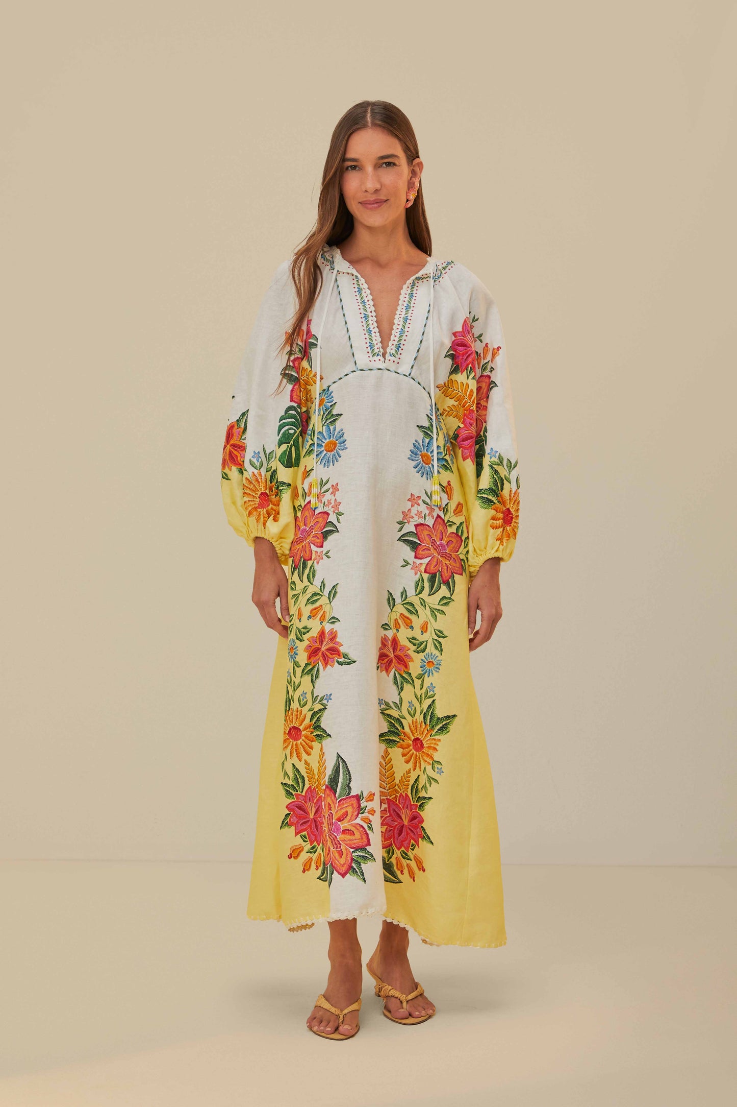 Robe longue blanc cassé Bloom Garden