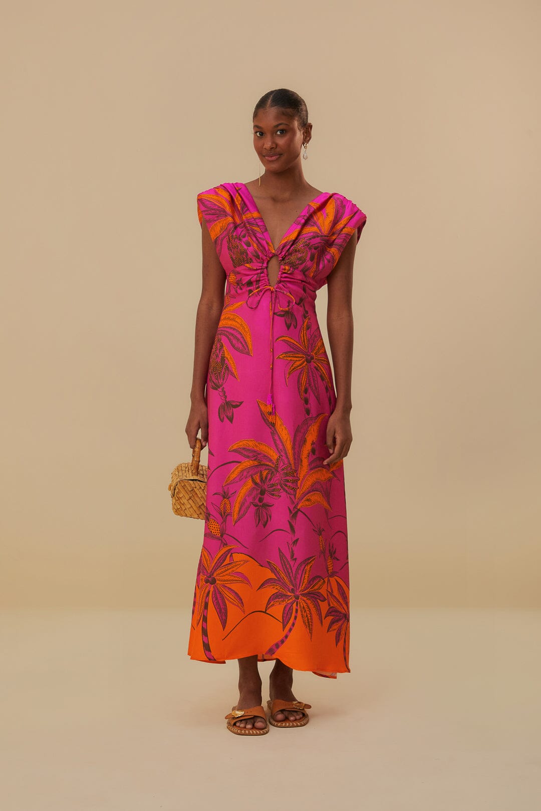 Robe longue en viscose Lenzing™ Ecovero™ Pink Beach Forest