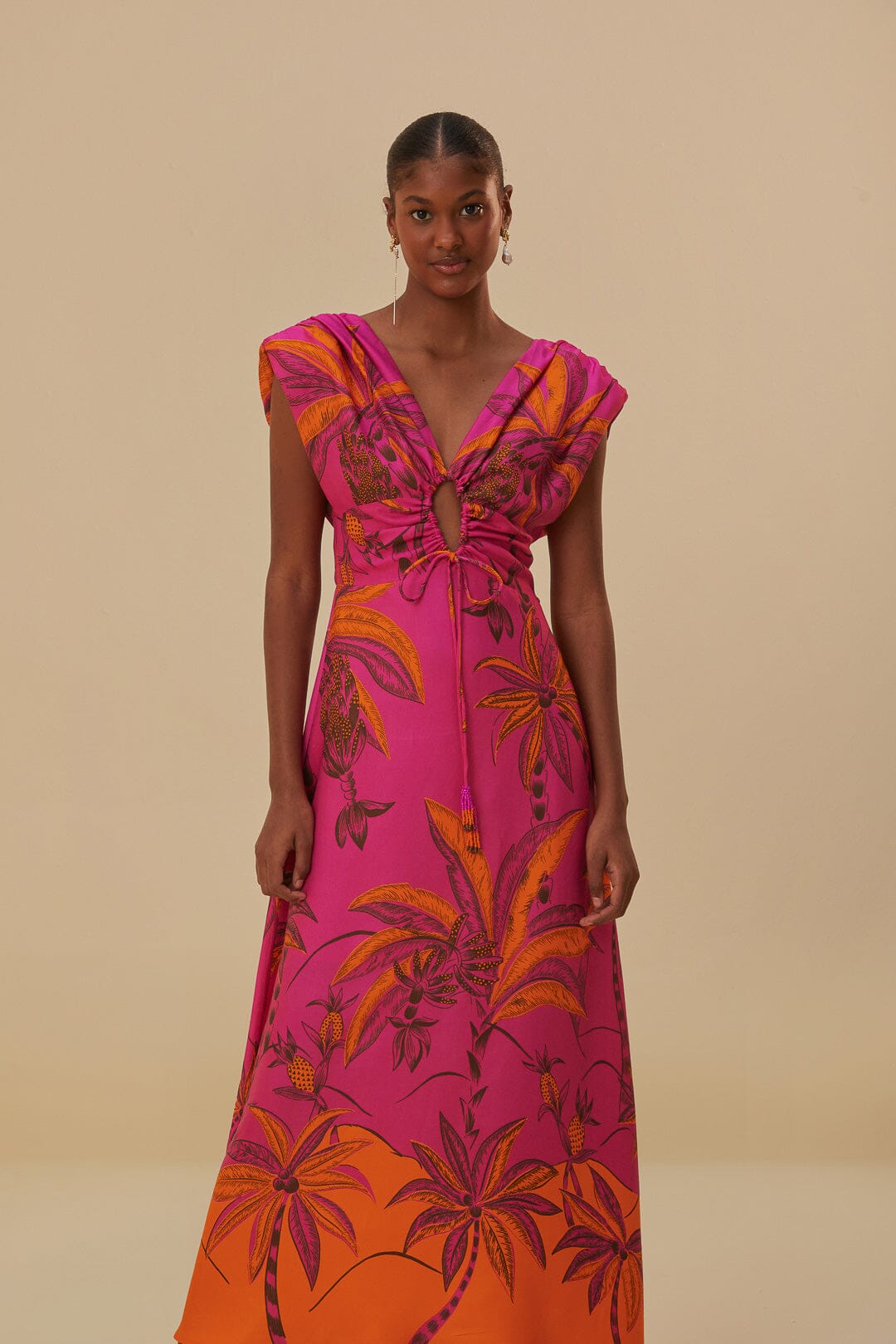 Pink Beach Forest Lenzing™ Ecovero™ Viscose Maxi Dress