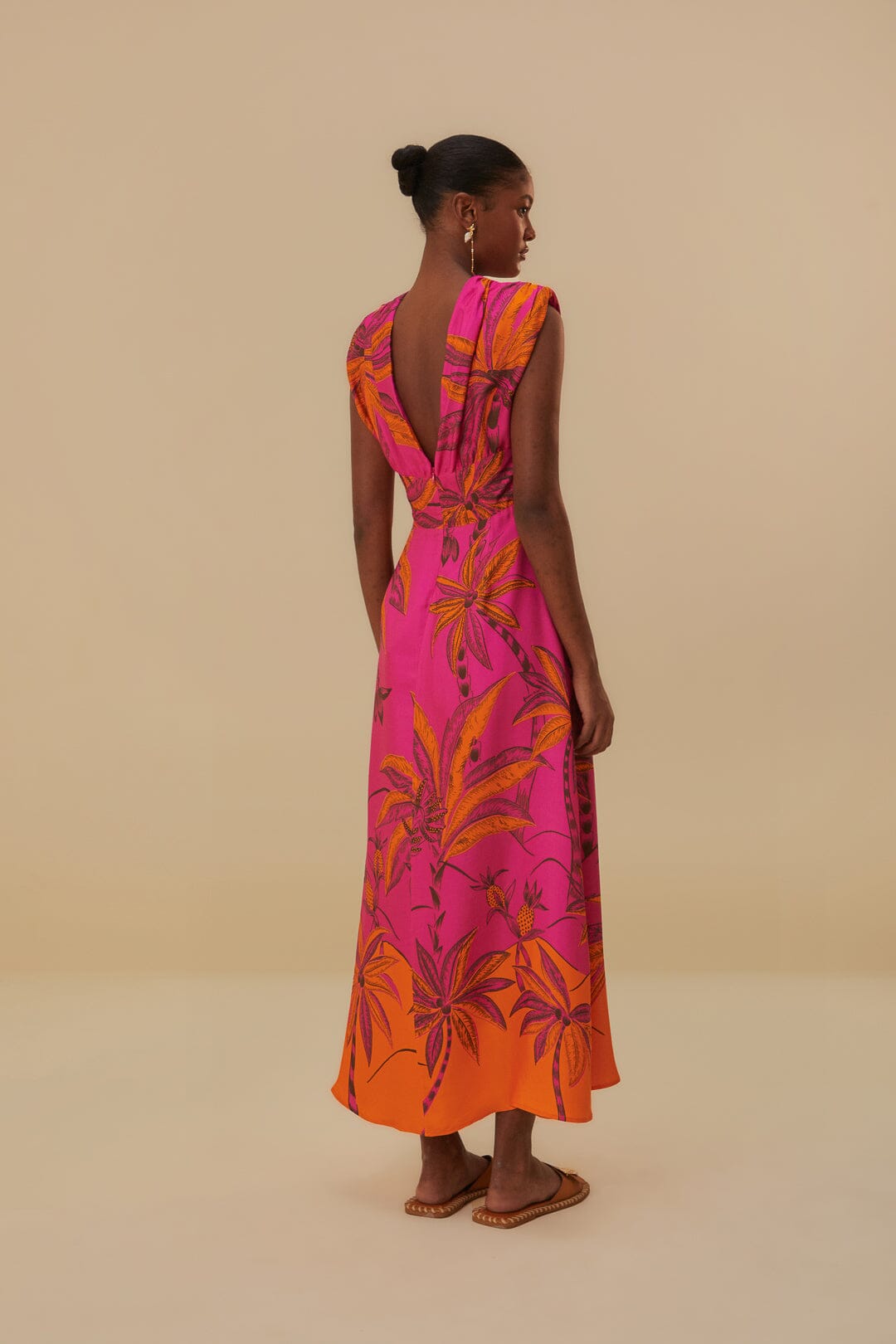 Robe longue en viscose Lenzing™ Ecovero™ Pink Beach Forest