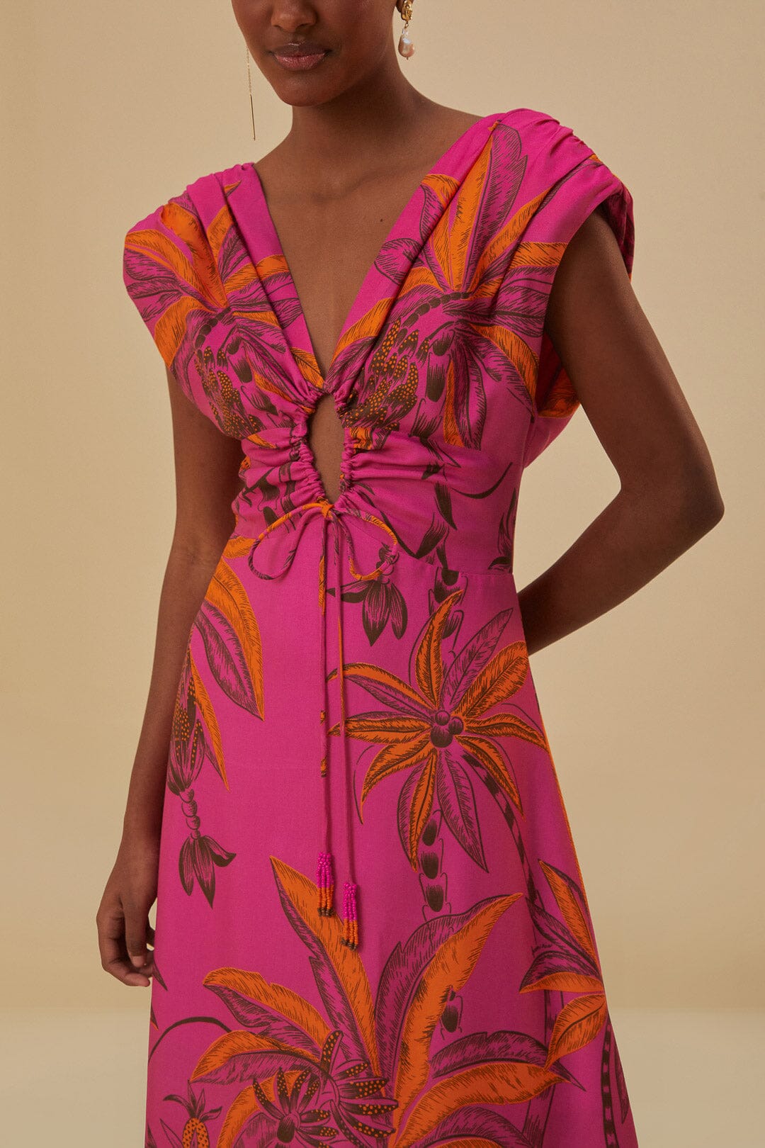 Robe longue en viscose Lenzing™ Ecovero™ Pink Beach Forest