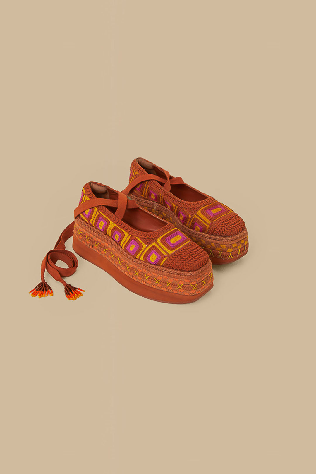 Rust Espadrille Flatform Slipper