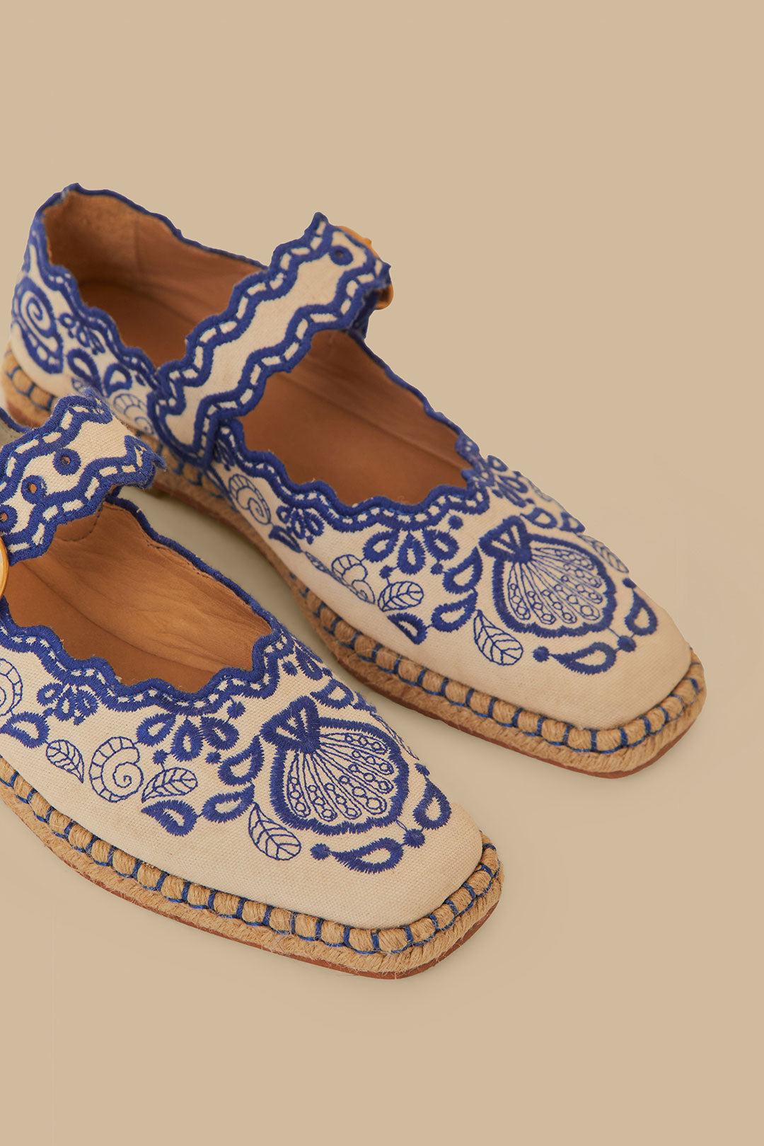 Blue Richelieu Ballerina Flat