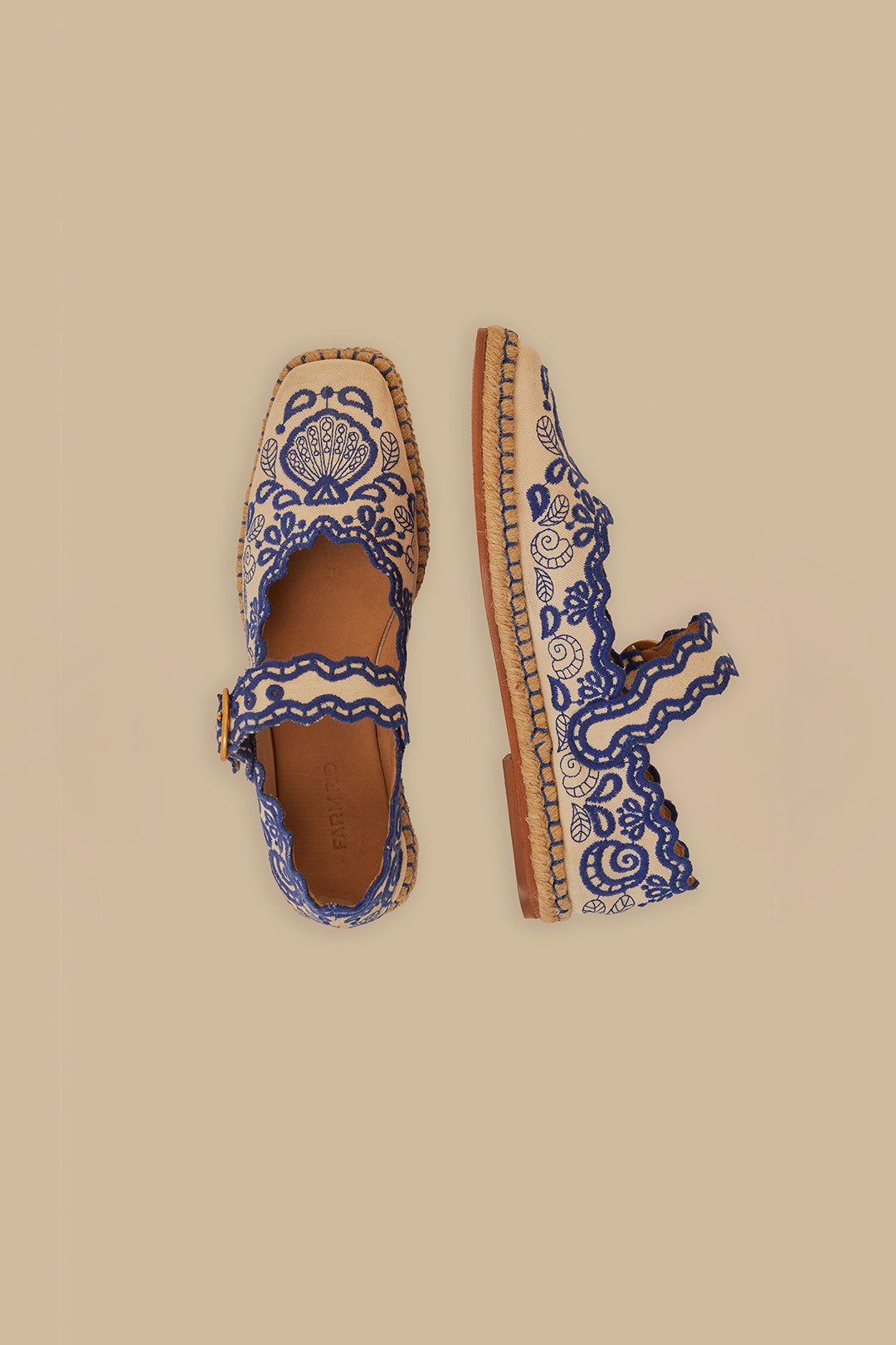 Blue Richelieu Ballerina Flat