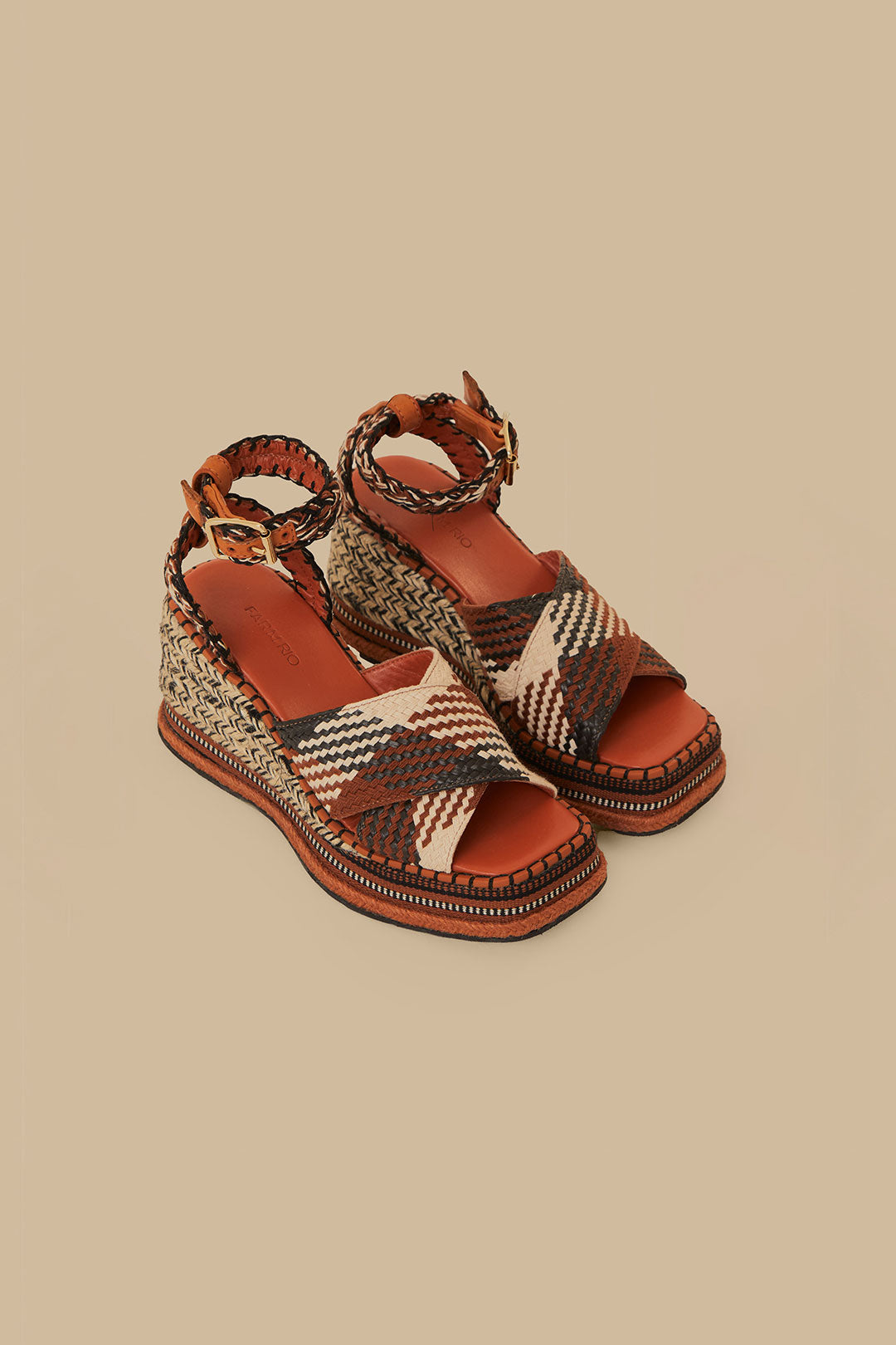 Rust Multi Texture Wedge Sandal