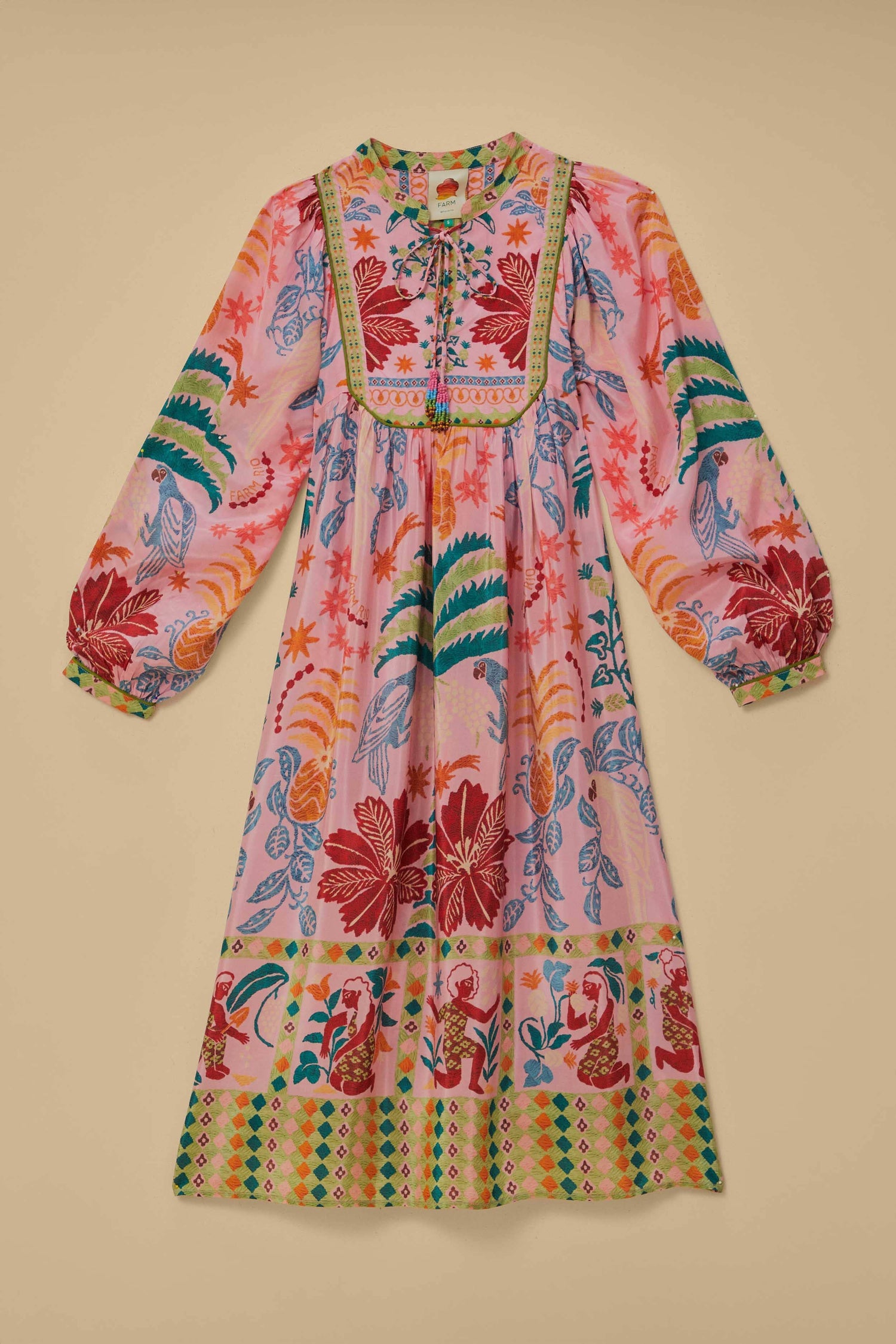 Pink Fruits Queen Scarf Midi Dress FARM Rio Pink Fruits Queen Scarf Midi Dress FARM Rio
