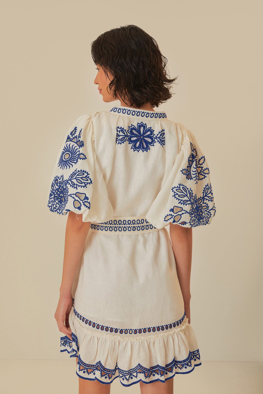 Blanc Mini-robe en lin de qualité supérieure Richelieu Euroflax™