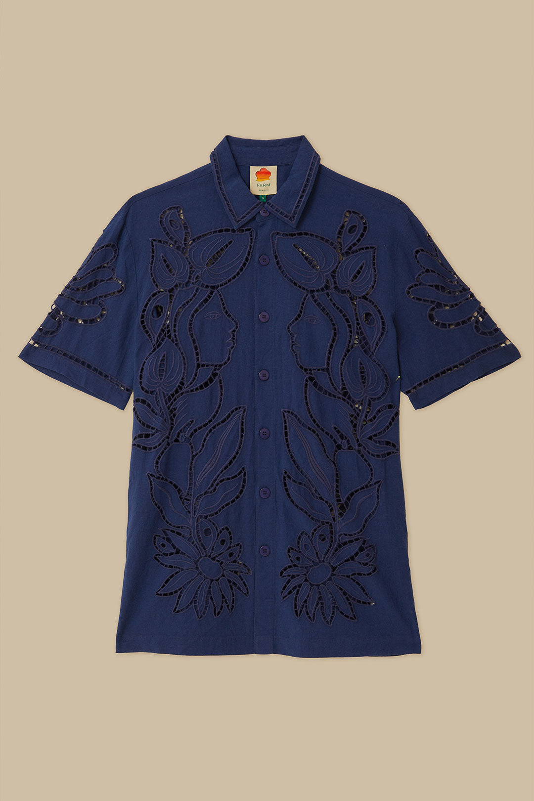 Surrealist Richelieu Embroidered Euroflax™ Premium Linen Shirt