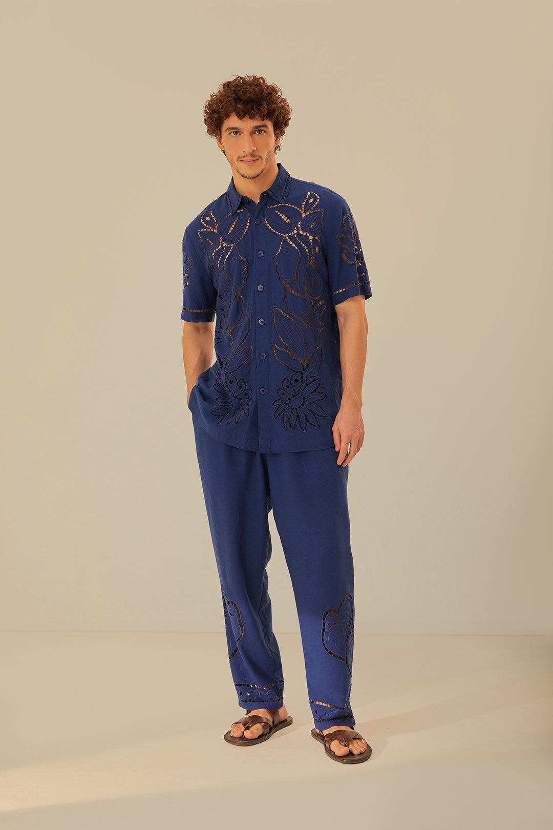 Surrealist Richelieu Embroidered Euroflax™ Premium Linen Shirt