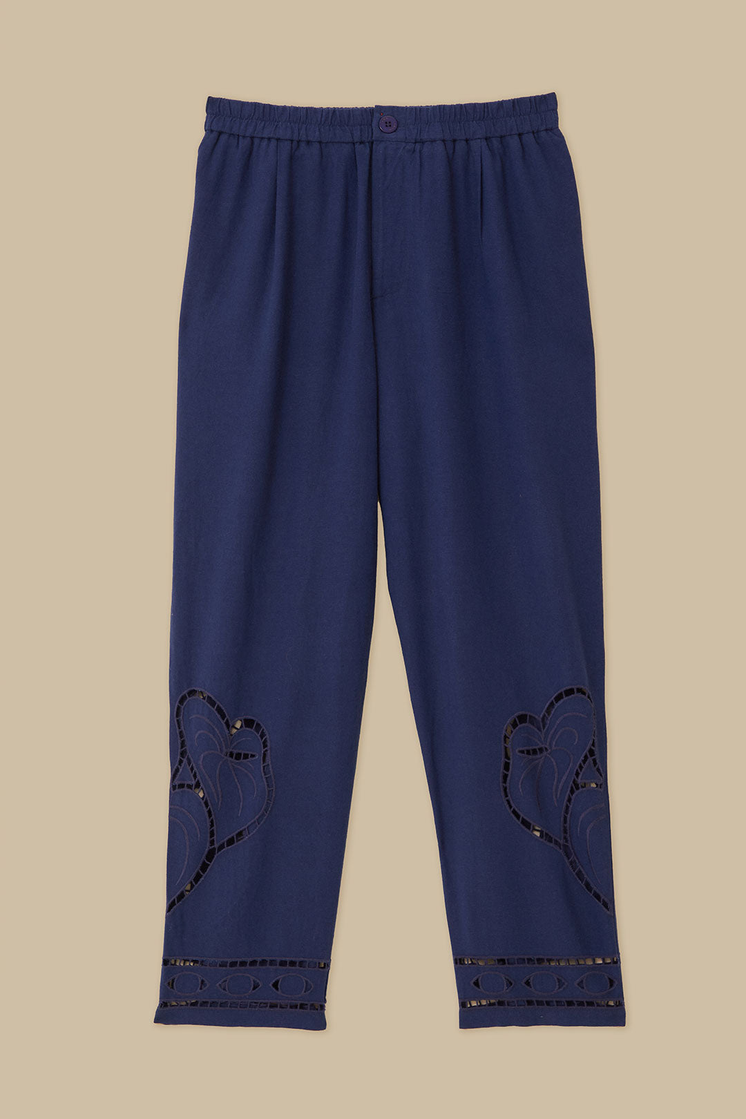 Pantalon surréaliste en lin de qualité supérieure brodé Richelieu Euroflax™