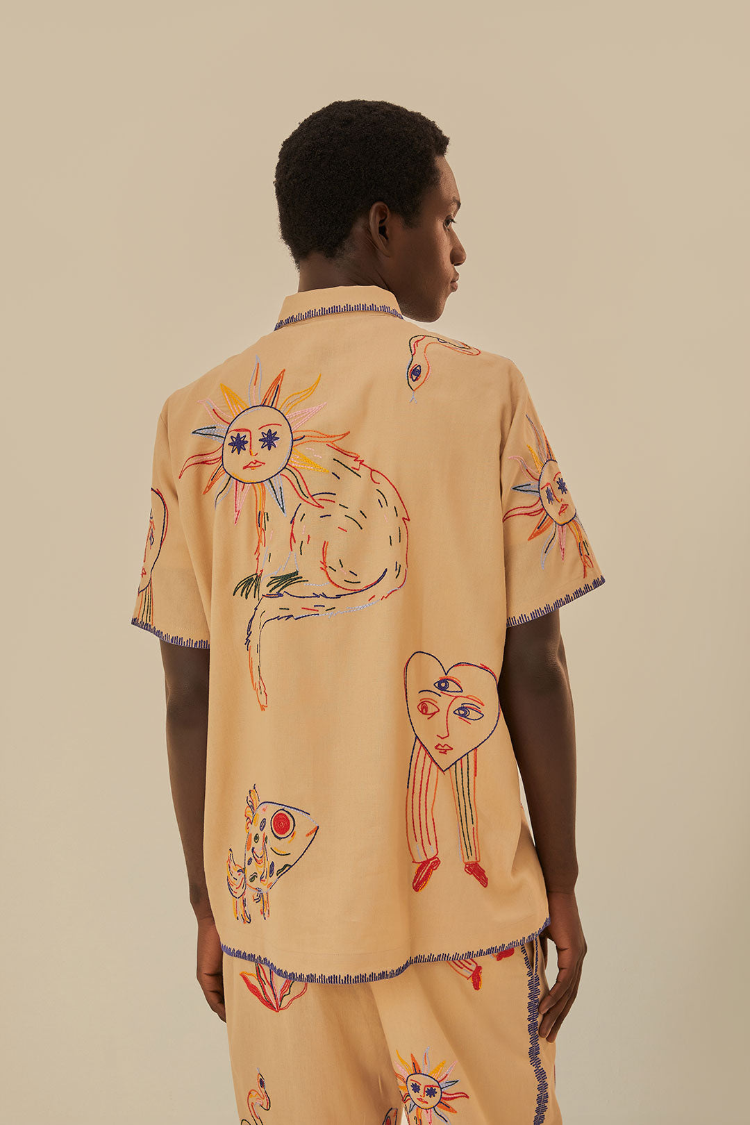 Khaki Embroidered Unisex Shirt