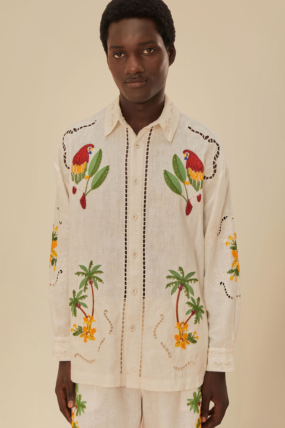 Tropical Destination Embroidered Euroflax™ Premium Linen Shirt