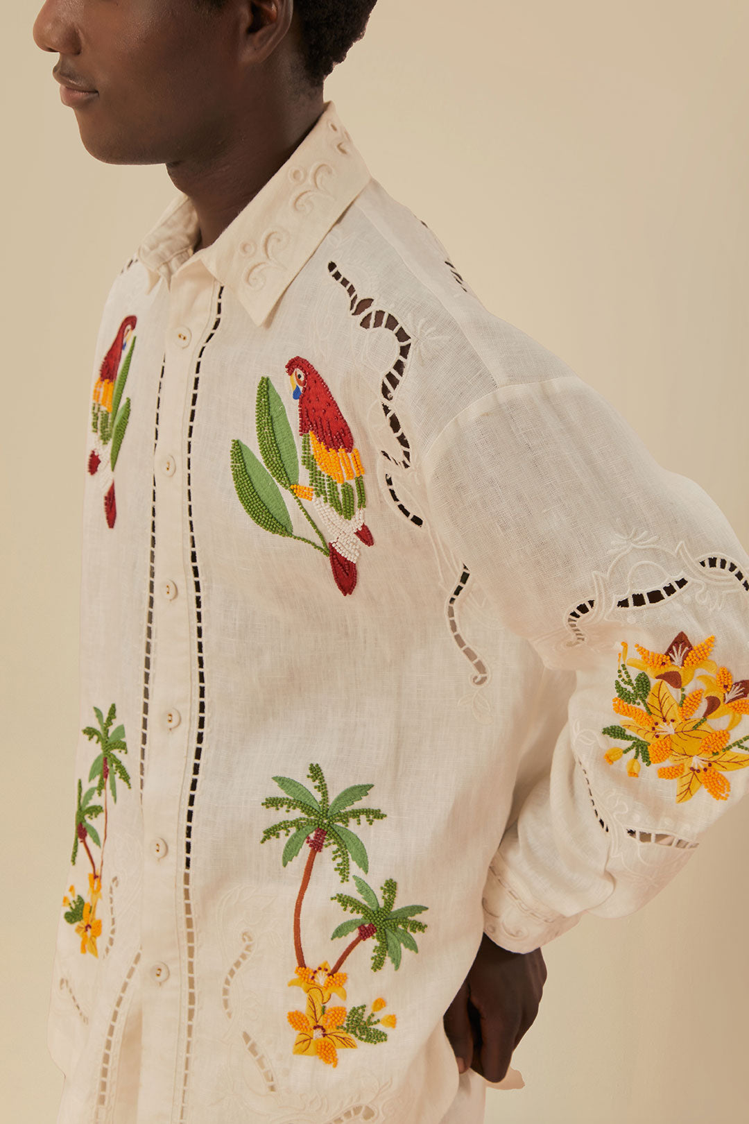 Tropical Destination Embroidered Euroflax™ Premium Linen Shirt