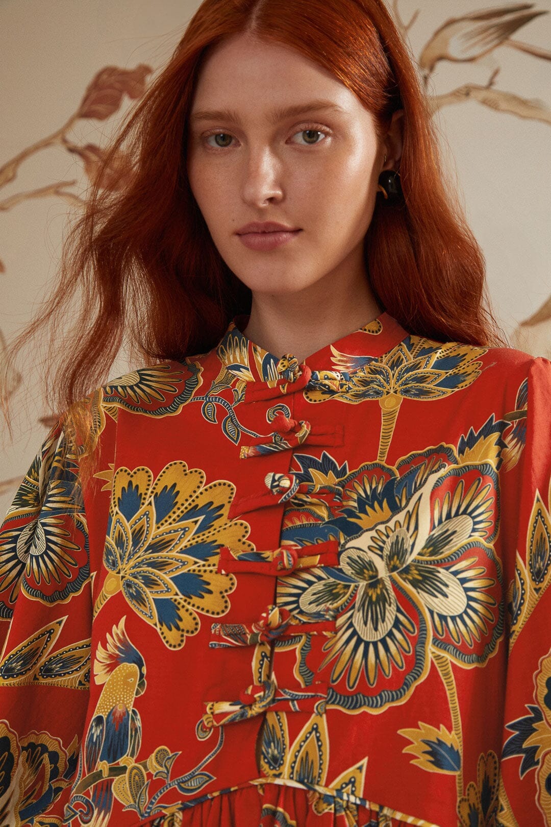 Red Maxi Floral Long Sleeve Mini Dress FARM Rio Red Maxi Floral Long Sleeve Mini Dress FARM Rio