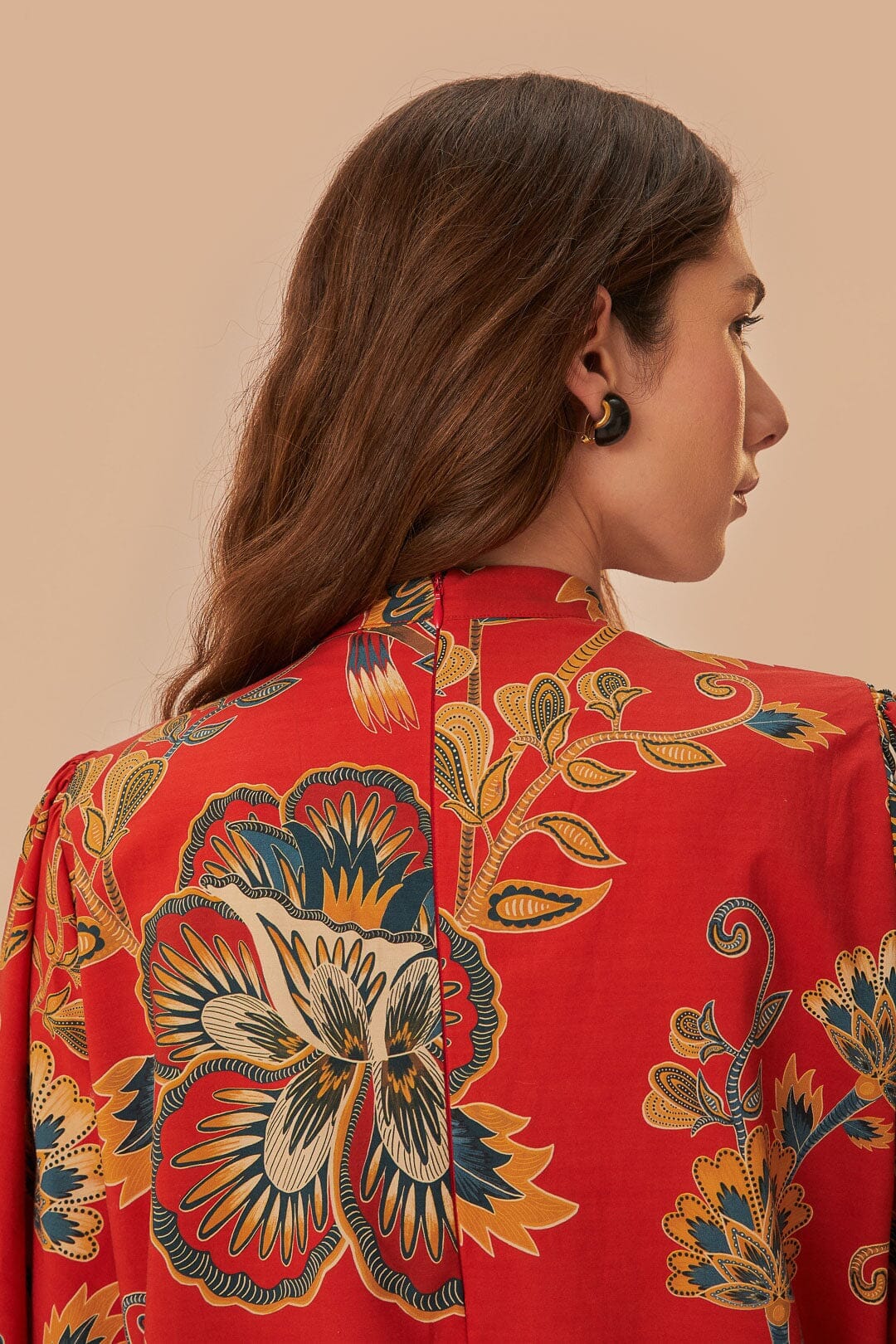 flora tapestry red long sleeve mini dress Flora Tapestry Red Long Sleeve Mini Dress The RiverLane