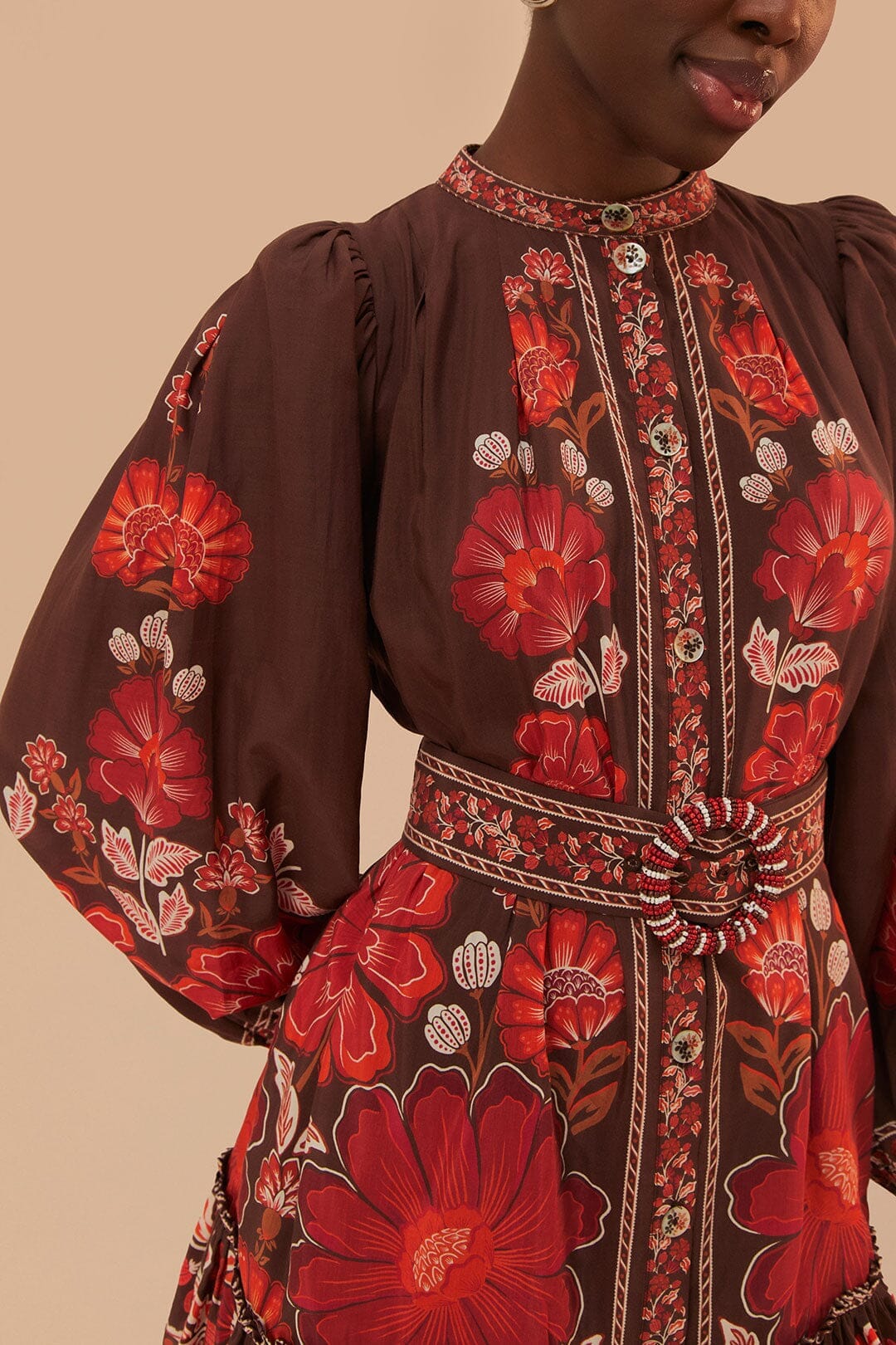 Brown Gigi Tapestry Mini Dress FARM Rio Brown Gigi Tapestry Mini Dress FARM Rio