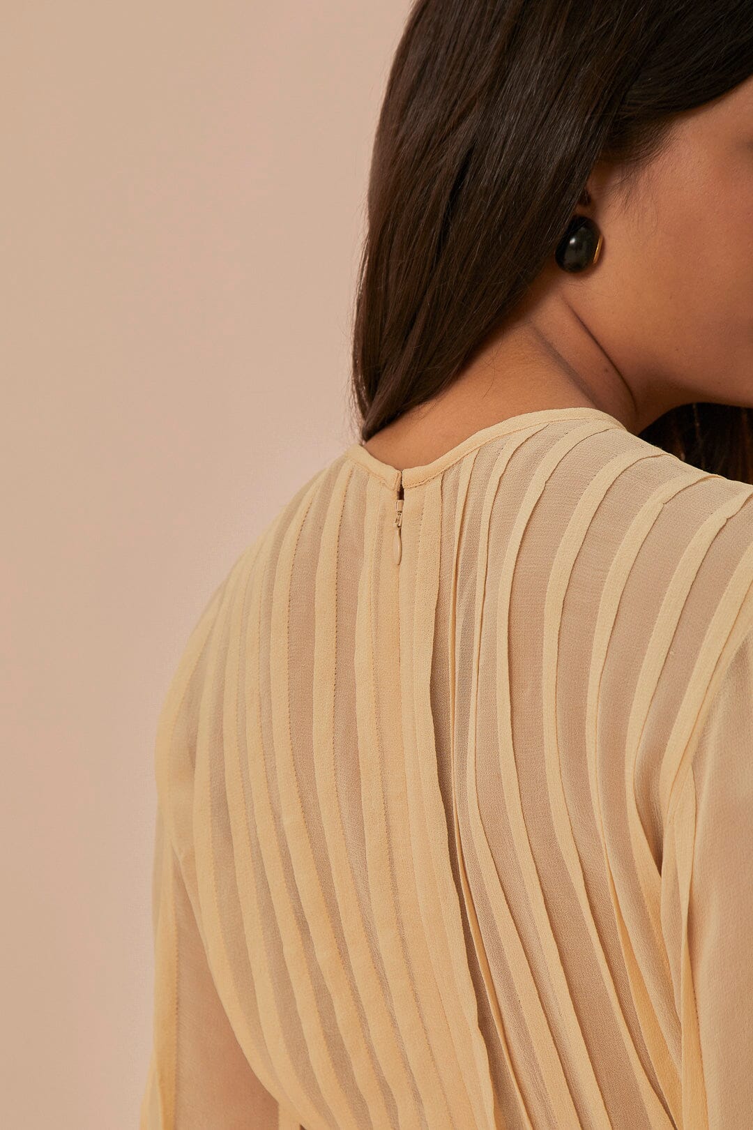 Beige Pleated Bust Blouse