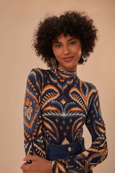 Pineapple Ikat Blue Jersey Blouse – FARM Rio