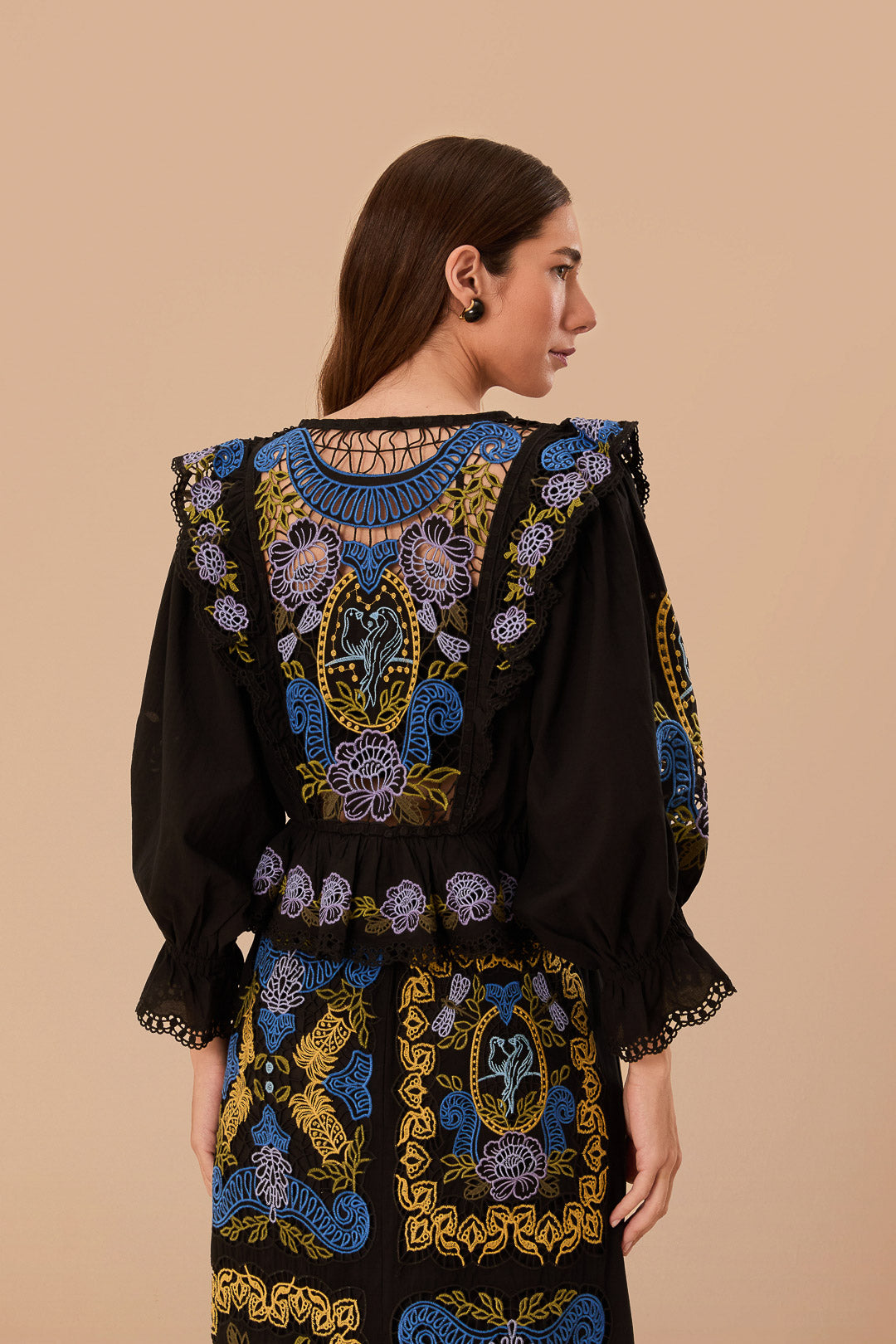 Black Richelieu Blouse