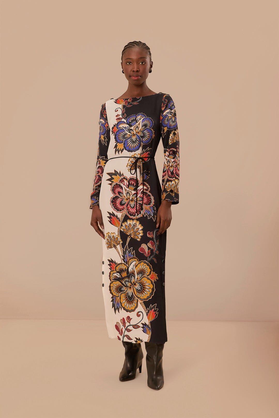 Black And White Maxi Floral LENZING™ ECOVERO™ Viscose Midi Dress – FARM Rio